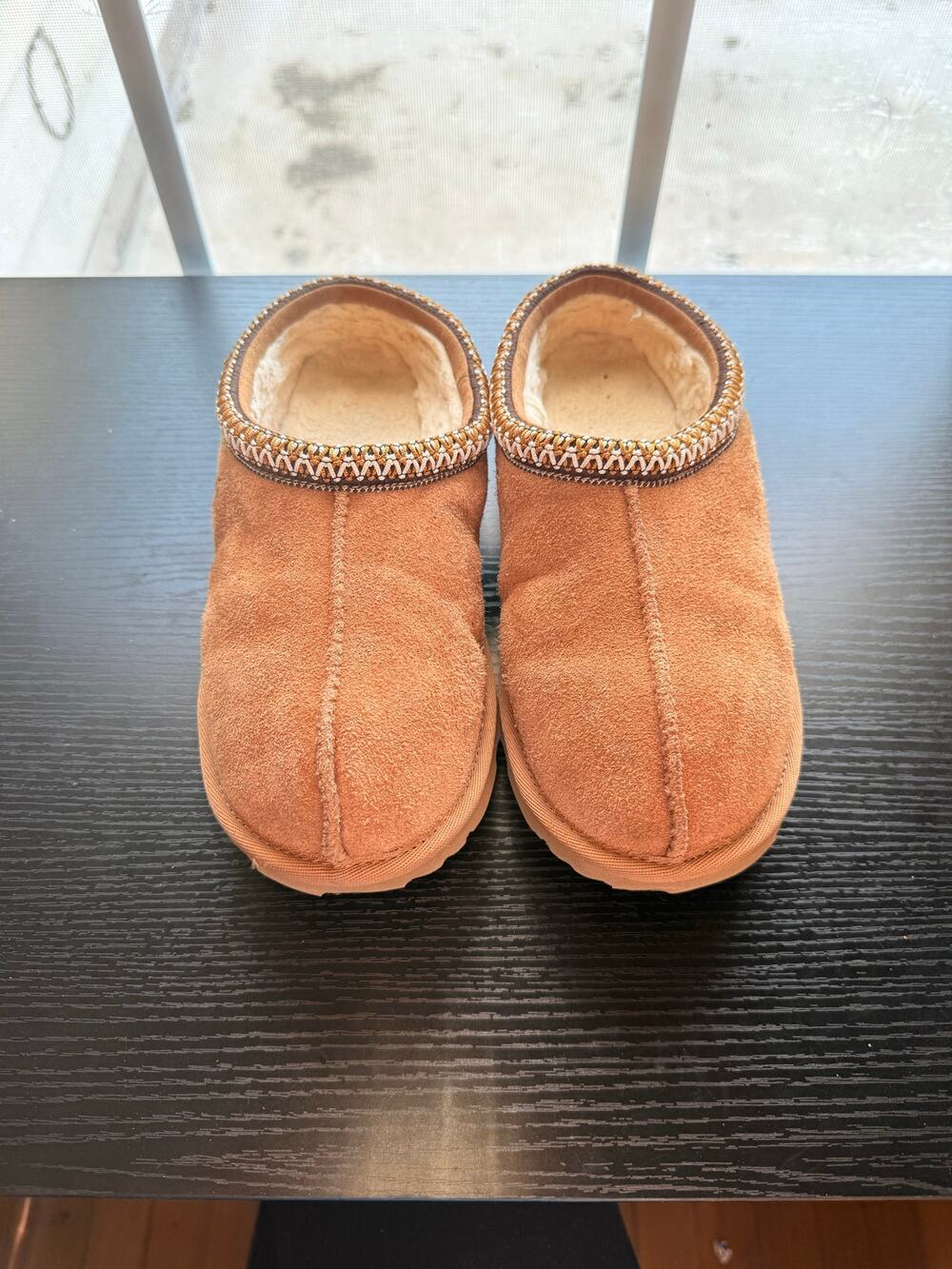 UGG Tasman Slippers Chestnut Brown Suede Sheepskin Lined Women’s Size 5